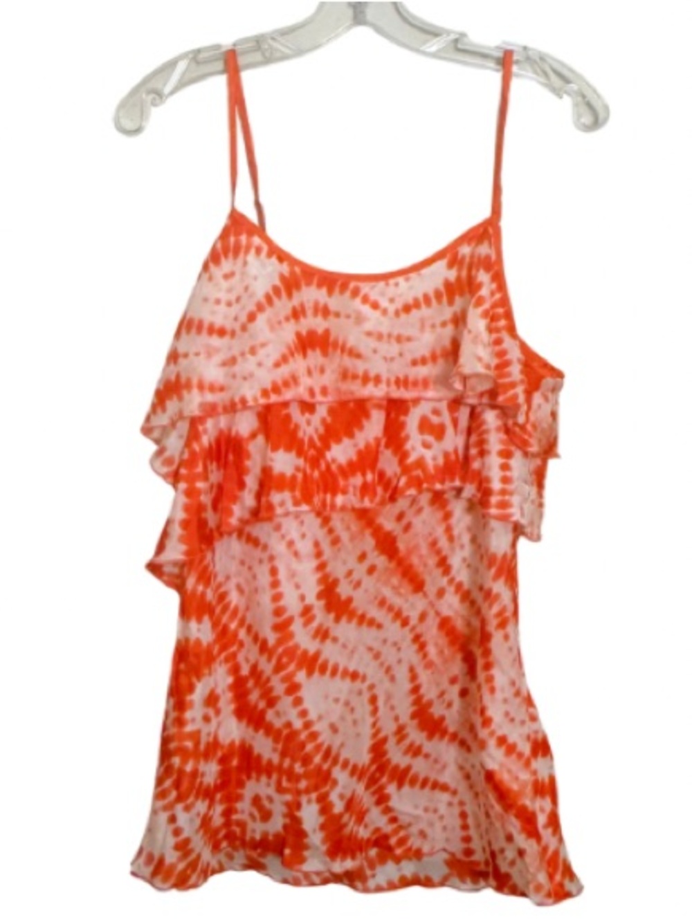 Velvet by Graham Spencer 100% Silk Tie-Dye Orange Festival Boho Cami Size Large